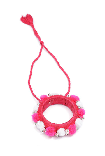 Ferry Pink Pom Pom Handcrafted Necklace